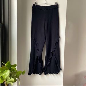 DÉSIRÉE KLEIN Thick Ribbed Cotton Ruffle Pants